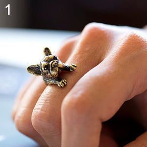 Adjustable Retro Bulldog Openings Ring Unisex Animal Pit Bull Dog Punk Jewelry New Design Adjustable Ring For Men Women