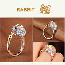 Load image into Gallery viewer, Crystal Lovely Mouse Dog Pig Rabbit Monkey Shape Inlaid Animal Rings Women Girl Opening Ring Wedding Party Jewelry