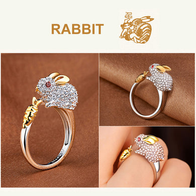 Crystal Lovely Mouse Dog Pig Rabbit Monkey Shape Inlaid Animal Rings Women Girl Opening Ring Wedding Party Jewelry