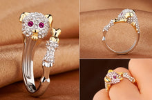 Load image into Gallery viewer, Crystal Lovely Mouse Dog Pig Rabbit Monkey Shape Inlaid Animal Rings Women Girl Opening Ring Wedding Party Jewelry