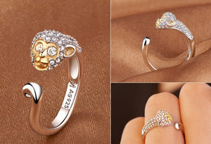 Crystal Lovely Mouse Dog Pig Rabbit Monkey Shape Inlaid Animal Rings Women Girl Opening Ring Wedding Party Jewelry