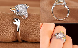 Crystal Lovely Mouse Dog Pig Rabbit Monkey Shape Inlaid Animal Rings Women Girl Opening Ring Wedding Party Jewelry