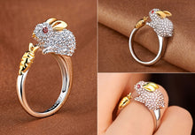 Load image into Gallery viewer, Crystal Lovely Mouse Dog Pig Rabbit Monkey Shape Inlaid Animal Rings Women Girl Opening Ring Wedding Party Jewelry