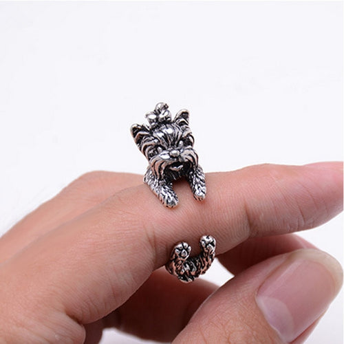 New Fashion 3 color Vintage Antique Poodle Chic Dog open size Ring Cute Animal Ring factory Price Women  Jewelry