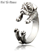 Load image into Gallery viewer, Fei Ye Paws Boho Retro Style Pug Ring Anel For Women Dog Animal Midi Finger Metal Rings For Girls Men Jewelry Unique Gift Idea