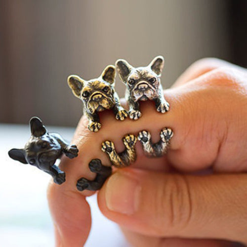 Adjustable Retro Bulldog Openings Ring Unisex Animal Pit Bull Dog Punk Jewelry