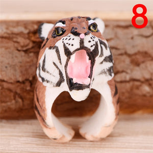 Cute Cartoon Animal Bend Ring Funny Cat Dog Rabbit Bird Fox Bear Tiger Finger Rings 3D Cuff Open Adjusted Rings