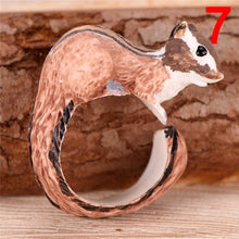 Load image into Gallery viewer, Cute Cartoon Animal Bend Ring Funny Cat Dog Rabbit Bird Fox Bear Tiger Finger Rings 3D Cuff Open Adjusted Rings