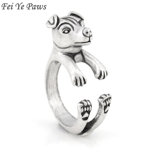 Fei Ye Paws Vintage Cute Jack Russell Ring Anel Boho Chic Rat Terrier Dog Rings For Women Men Jewelry Best Friend One Piece