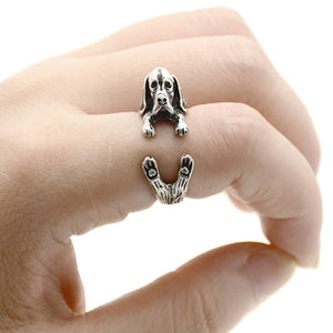 Fei Ye Paws Boho Basset Hound & Bloodhound Animal Rings For Women Anel Dog Love Couple Pet Ring Men Girls Jewelry Box Party Gift